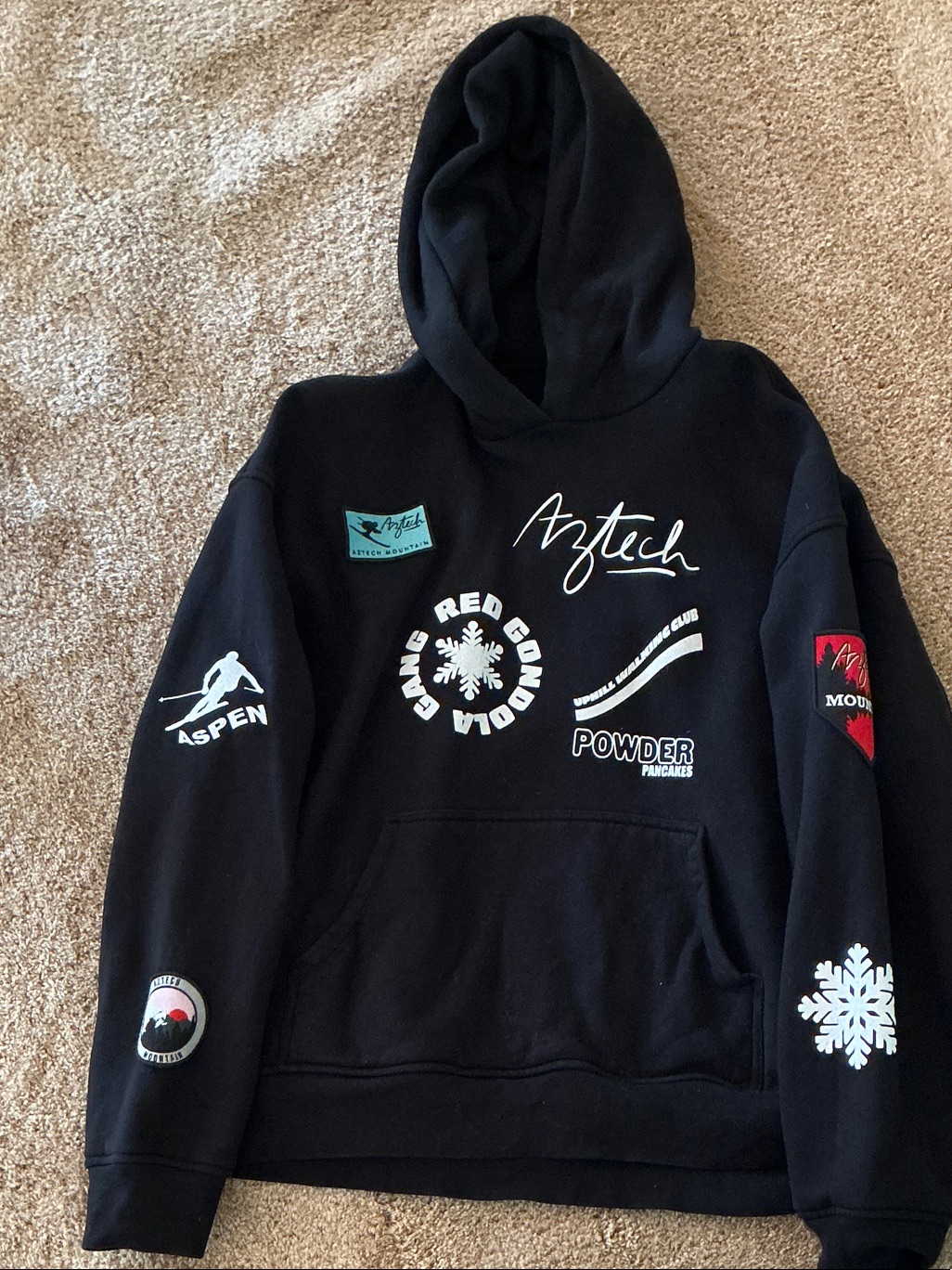 Black Graphic Ski Hoodie - Mountain